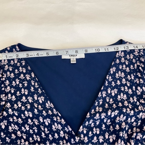 Likely Floral Faux Wrap Ruffle Casimira Mini Length Dress Blue and White Size 4 - Picture 8 of 14
